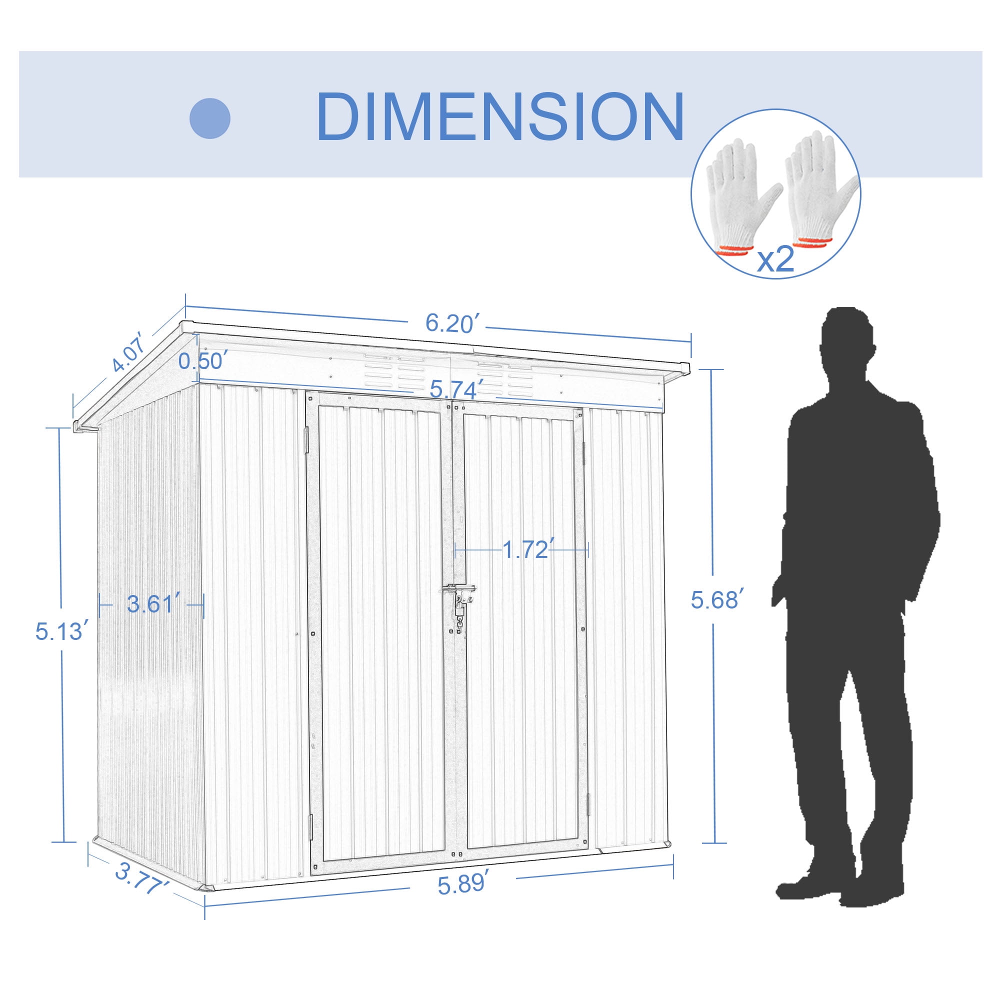 Buy 6' x 4' Outdoor Storage Shed, Metal Garden Shed with Lockable Doors