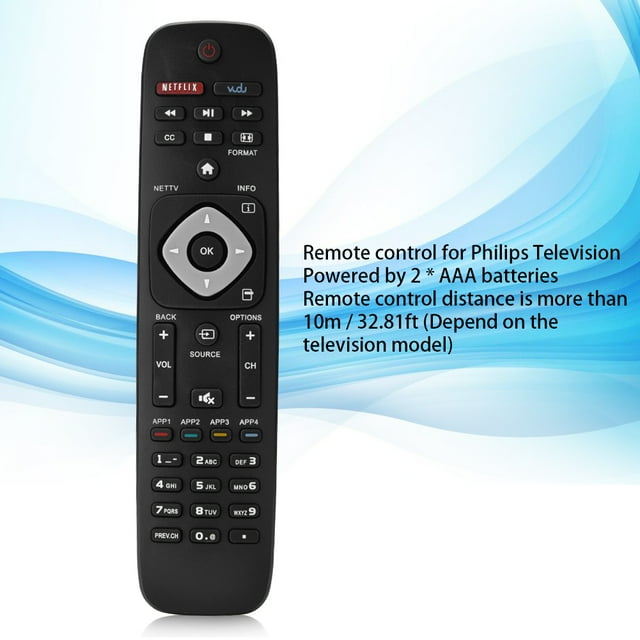 Greensen Universal Smart TV Remote Control URMT39JHG003, Retail Packaging with Accessories Included, for Philips TV, Black, 1 Count