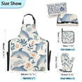 thumbnail image 3 of Dolphins Leaves Cartoon Style Apron Set with Oven Mitts Pot Holders Set of 5 Kitchen Stuff Accessories, 3 of 6