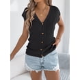 thumbnail image 4 of jinghuiyue Womens Button Down Sweater Vest Cap Short Sleeve Lightweight Cardigan Cable Knit Tops XL, 4 of 7