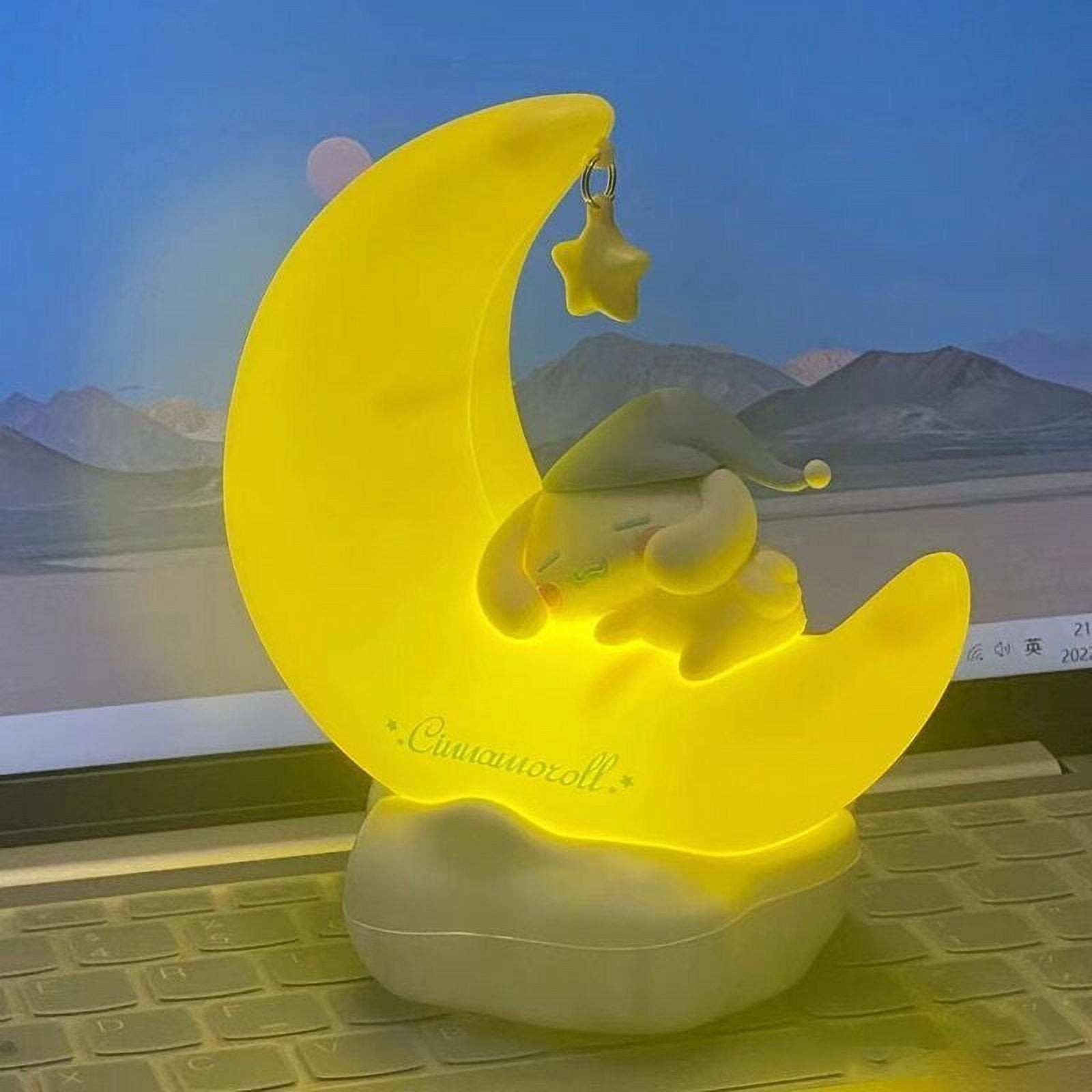 Moon Shaped Night Light Kuromi Cinnamoroll Bedside Lamp Desk Lamp sweet Gift For Kids