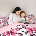 thumbnail image 5 of Feelyou Bowknot Kid Queen Comforter Set, Pink Cheetah Leopard Print Bedding Set, 3pcs, 5 of 8