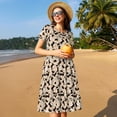 thumbnail image 4 of Picia Dachshund Dog Puppy Pattern Women's Short Sleeve Summer Dress Pleated Loose Swing Knee Length Short Sleeve Swing Dresses, 4 of 6