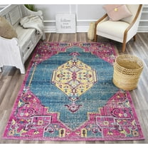 Rugs America Austin Collection Blue Nova AN30B Vintage Transitional Area Rug 5'0"x7'0"