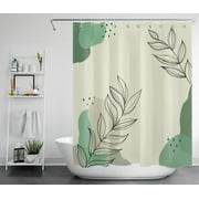 HVEST Plant Leaf Shower Curtain,Abstract Boho Shower Curtain for Bathroom Nature Herb Polyester Waterproof Fabric Bath Accessories with Hooks Set,60X72 Inches