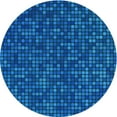 thumbnail image 1 of Ahgly Company Machine Washable Indoor Round Transitional Neon Blue Area Rugs, 3' Round, 1 of 7