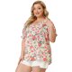 thumbnail image 4 of Women's Plus Size Blouse V Neck Ruffle Sleeve Floral Top White 2X, 4 of 7