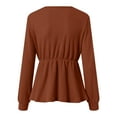 thumbnail image 4 of yocbz Maternity Sweatshirt Winter Maternity Clothes,Long Sleeve Maternity Tops,V-neck Shirt Solid Color Women Clothing Pleated High Waisted Lace Up Pregnant Shirt Brown,Size for 4-5 Years, 4 of 6