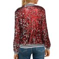 thumbnail image 5 of WRKEKC Blazer à Paillettes pour Femme Arrivée Automne Hiver Décontracté Mode Manches Longues Sans Capuche Manteau pour Sortie Nocturne Ou Fête du Soir Rouge P, 5 of 5