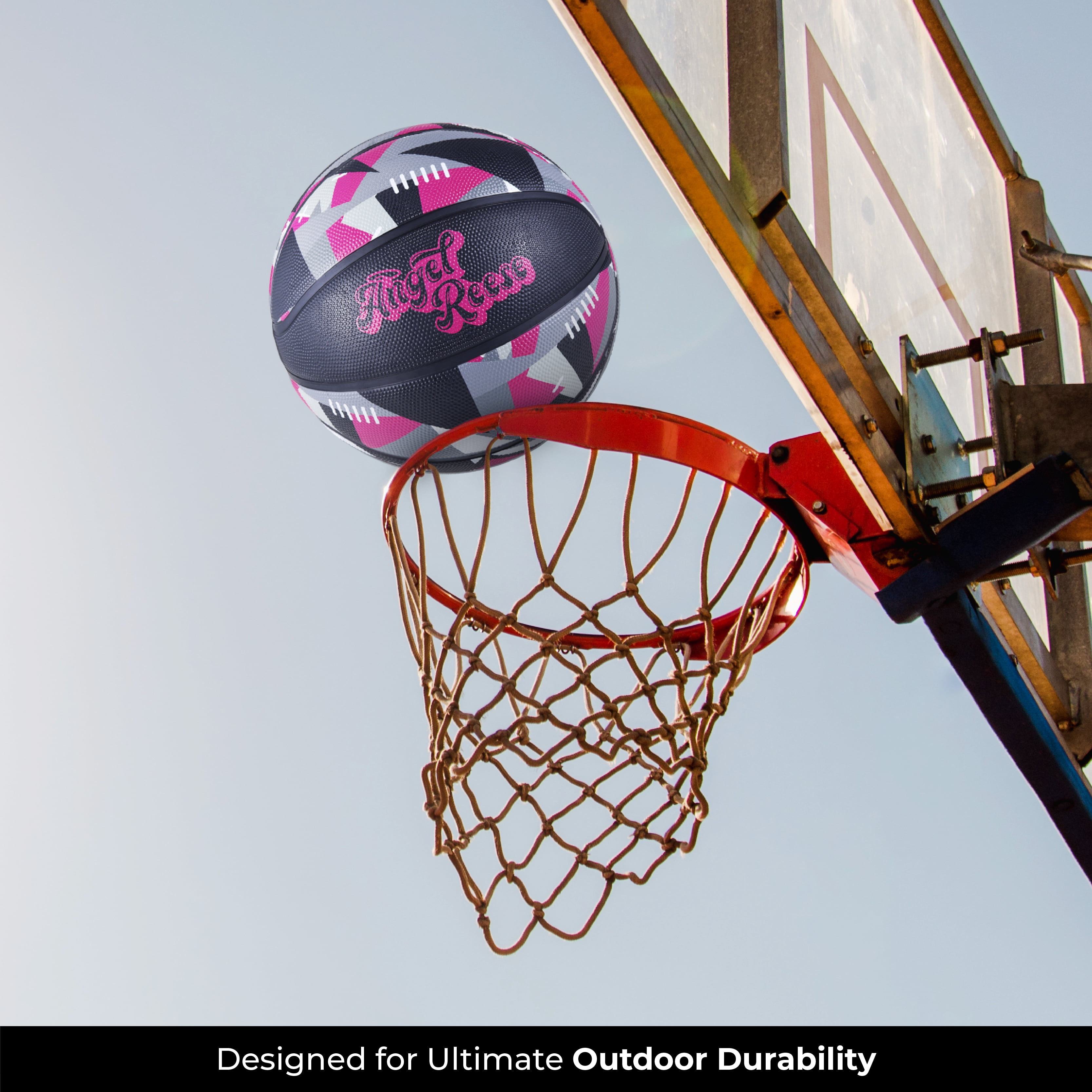 Angel Reese Signature Basketball 28.5” – Outdoor Rubber Ball for Youth & Teens, Colorful Street Style Design, Intermediate Size 6, Official Grip & Bounce