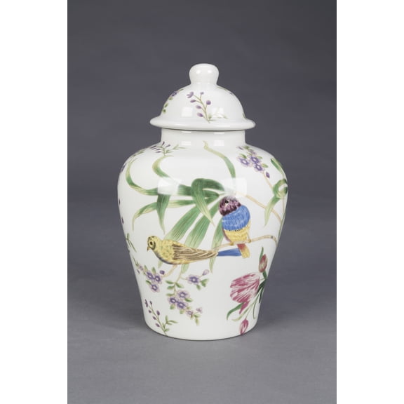 AA Importing Birds and Flowers 10" Ginger Jar with Lid