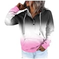 thumbnail image 1 of Daznico Women's Street Style Gradually Changing Color Button Collar Pocket Drawstring Casual Sports Hoodie,Size XL, 1 of 5