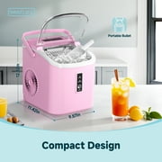 Simzlife Countertop Ice Maker with Handle,Portable Ice Machine with Basket and Scoop, 9 Bullet Ice In 6 Mins, 26Lbs/24H, Self-Cleaning