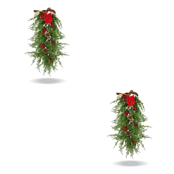 Ounissouiy Decoración colgante de mimbre de Navidad Artificial, colgante de pino de bayas de vid, adorno de follaje falso para festivales de bodas y 2piezas Ounissouiy CBP584327