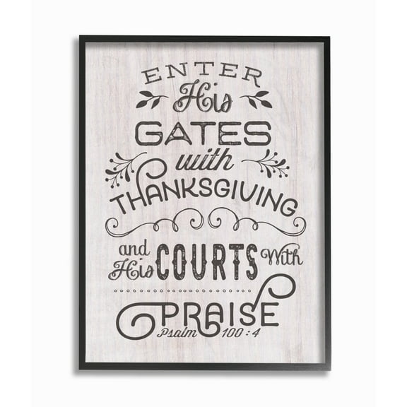 The Stupell Home Decor Enter His Gates Rustic Black and White Wood Look Typography