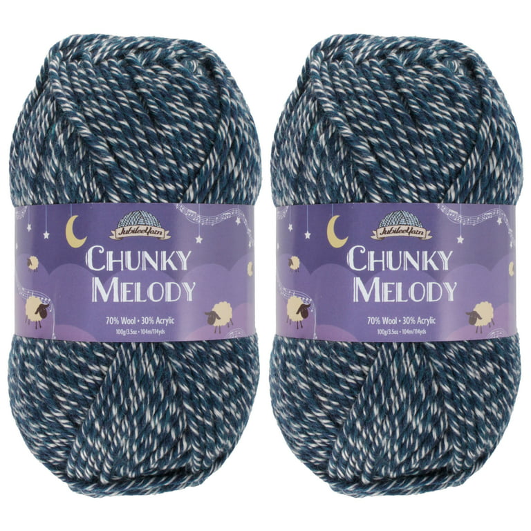 Chunky Melody Medium Weight Yarn - Midnight Heather - 70% Wool 30% Acrylic  Blend - 100g/skein - 2 Skeins