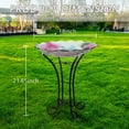 thumbnail image 3 of Glass Bird Bath hummingbird Birdbath with Metal Stand for Outdoor Garden Patio Deck Porch Decor Plant, 3 of 5