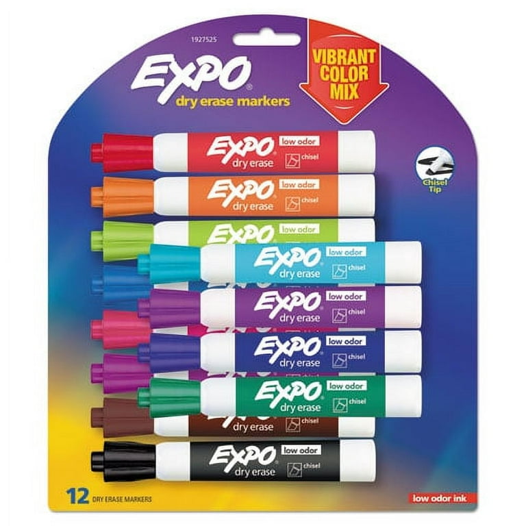 Low-Odor Dry-Erase Marker, Broad Chisel Tip, Assorted Colors, 12/Set Low-Odor Dry-Erase Marker, Broad Chisel Tip, Assorted Colors, 12/Set