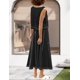 thumbnail image 2 of Conjunto de falda HOWALOOK para mujer, algodón, sin mangas, drapeado, negro, 2 of 3