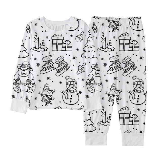 Childrens Set,Casual Printed Color Long Sleeve Diy Hand Drawing 2 Piece Elastic Waist