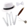 thumbnail image 2 of Conjunto de disfraces de accesorios para hombres de los años 20: sombrero , , pajarita, reloj y de plástico Blanco Baoblaze Disfraces de cosplay para hombres, 2 of 5