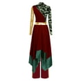 thumbnail image 2 of SiiRoh Women 2 Piece Praise Dance Outfit Asymmetrical Maxi Dress with Wide Leg Trousers Liturgical Dancewear Burgundy L, 2 of 7