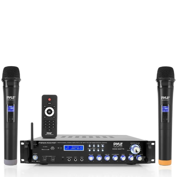 Pyle 3000W 4 Channel Bluetooth Hybrid Preamplifier System w/Microphones & Remote