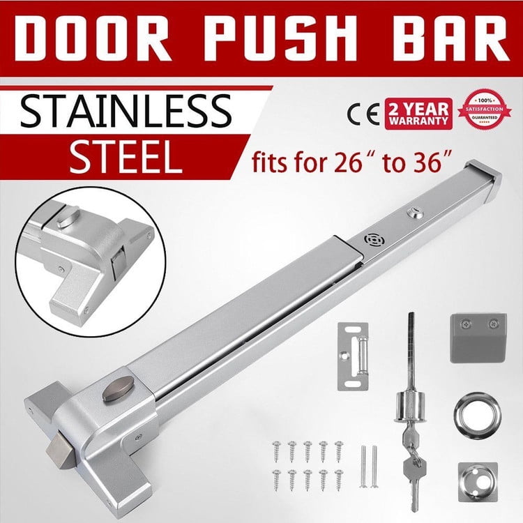 Door Push Bar Handles With Exterior Lever Emergency Lock Stainless