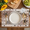 thumbnail image 4 of Rustic Star Brown Placemats Set of 6, Vintage Plants Berry Wooden Grain Placemats for Dining Table, Place Mats for Kitchen Tabletop, Waterproof Wipeable Dining Table Mats Set, 4 of 9