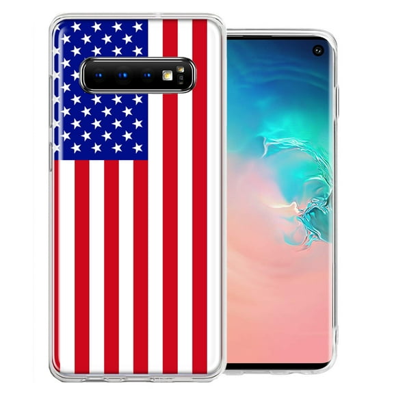 MUNDAZE For Samsung Galaxy S10 Plus USA American Flag Design Double Layer Phone Case Cover
