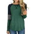 thumbnail image 1 of Women Loose T-Shirt Pullover Long Sleeve Splice Patchwork Blouse Women Stripe Flowy Top Casual Loungewear Basic Tee Tops, 1 of 6