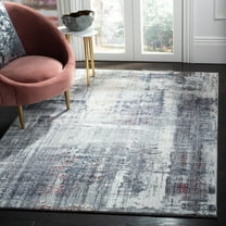 SAFAVIEH Monray Lyssa Geometric Polyester Area Rug, Charcoal/Ivory, 4' x 6'