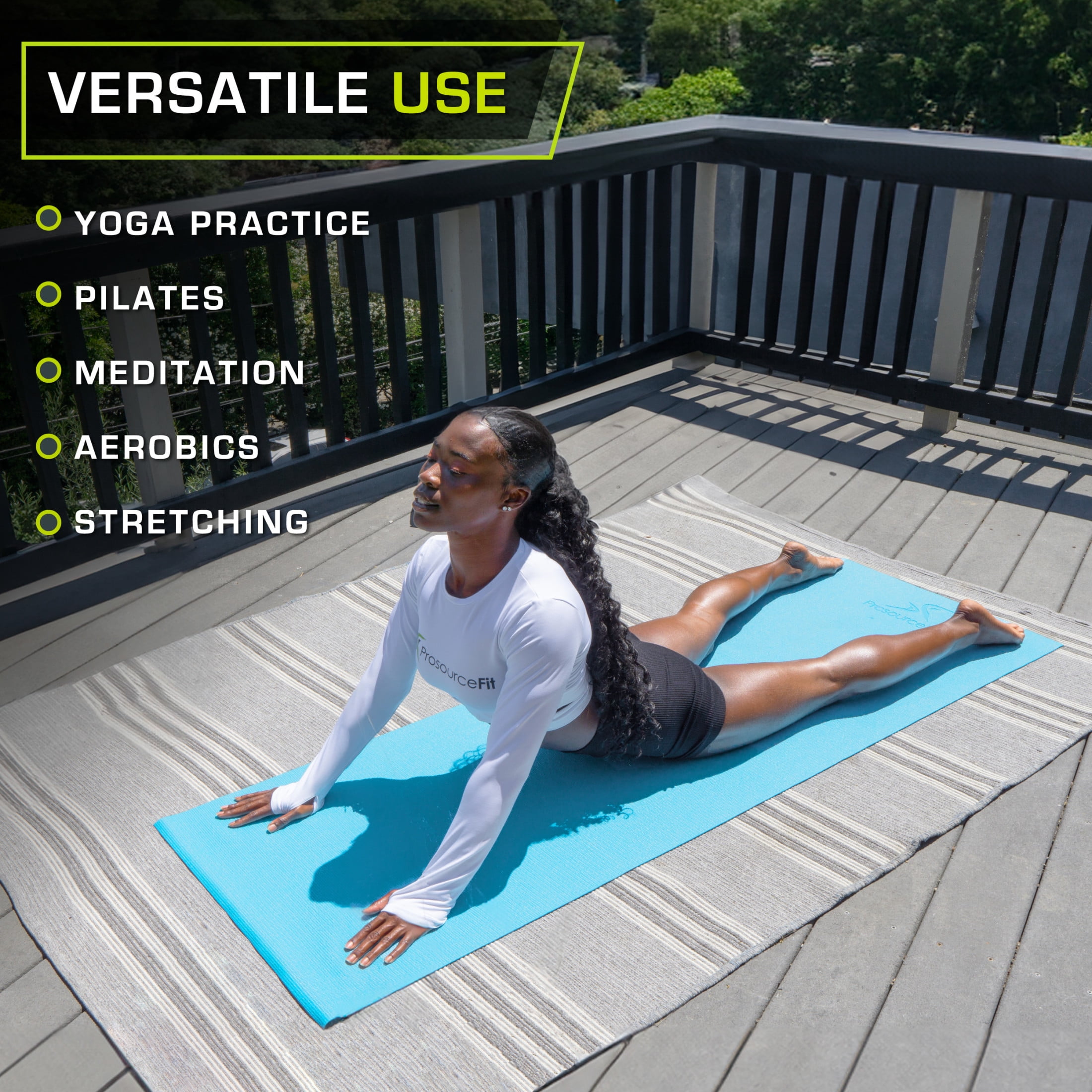 ProsourceFit Classic Yoga Mat 1/8”, 3mm Thick Extra Long 72" for Stability