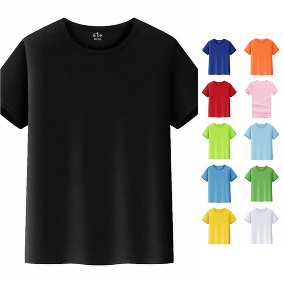 XIAOCHA Womens Solid T Shirt Crew Neck Short Sleeve Casual Daily Tees