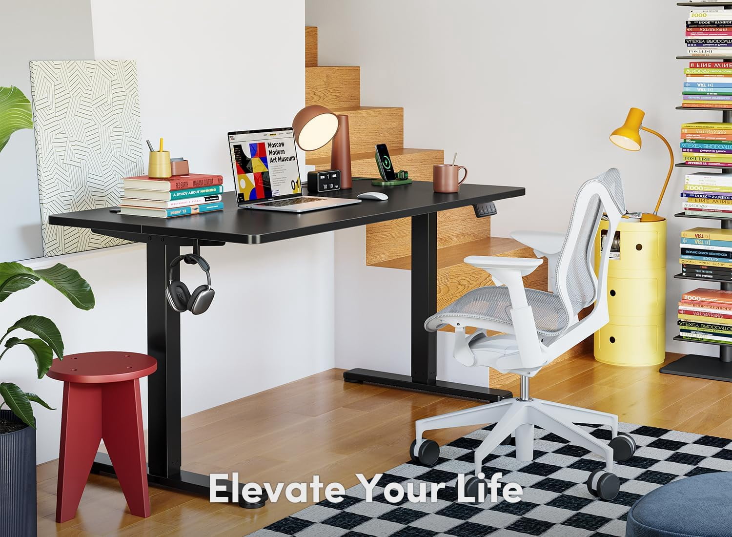 FEZIBO Electric Standing Desk, 55 x 24 Inches Height Adjustable Stand up Desk, Sit Stand Home Office Desk, Computer Desk, Black