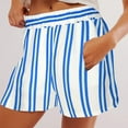 thumbnail image 2 of Lenpel Women's Boxer Shorts Striped Elastic High Waisted Wide Leg Lounge Shorts Summer Casual Shorts with Pockets, 2 of 6