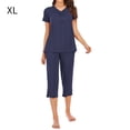 thumbnail image 1 of Ensemble de Sommeil pour Femme, Haut à Col en V, Pantalon, Pyjama en Modal, Bleu, TG, 1 of 7