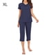 thumbnail image 1 of Conjunto de ropa de dormir para mujer Pantalones superiores con cuello en V sexy Pijamas modal Ropa de dormir, Azul, XL Eigraketly  AP001684-09, 1 of 7