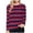 Wine, variant on Women's Wide Striped Shirt Long Sleeve Loose Basic Boat Neck Tops,Black,XL