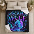 thumbnail image 5 of Mystical Wolf Galaxy Art, Peaceful Mountain Lake Scene, Warm Flannel Blanket for Cabin and Lodge with Detailed Artwork, Outdoor Lovers Christmas Gift, Festive Home Decor, 5 of 9