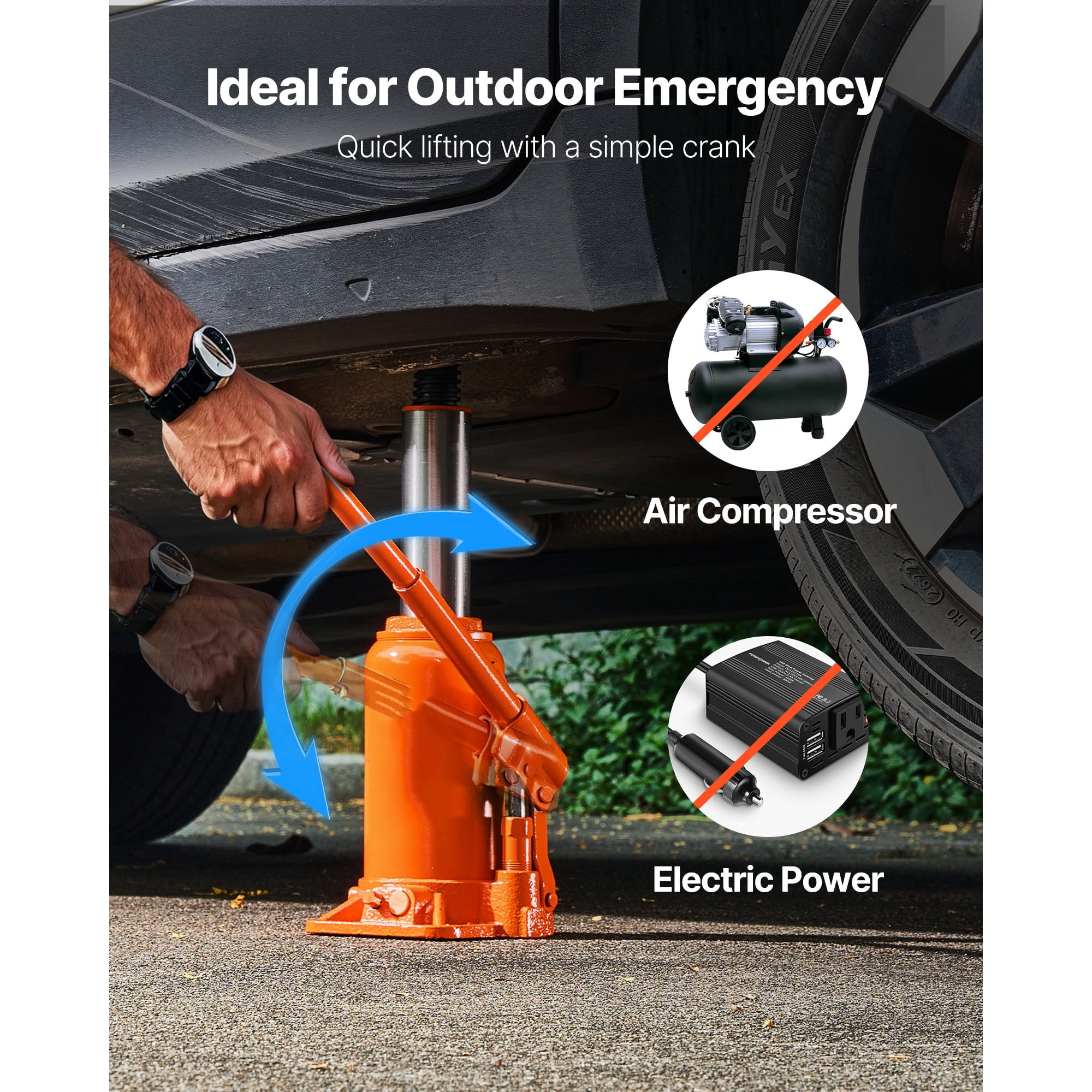 KFFKFF Hydraulic Bottle Jack, 20 Ton Capacity, 8.9-17.1 Inch Lift Range, Durable Heavy-Duty Jack for Cars, SUVs, Trucks, Auto Maintenance, Home Lifting, and Farm Equipment, Orange