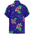 thumbnail image 2 of HAPPY BAY Men's Funky Beach Party Tropical Floral Shirts Short Sleeve Button Down Hawaiian Shirt for Men M Cerulean, Hibiscus Leaves, 2 of 6