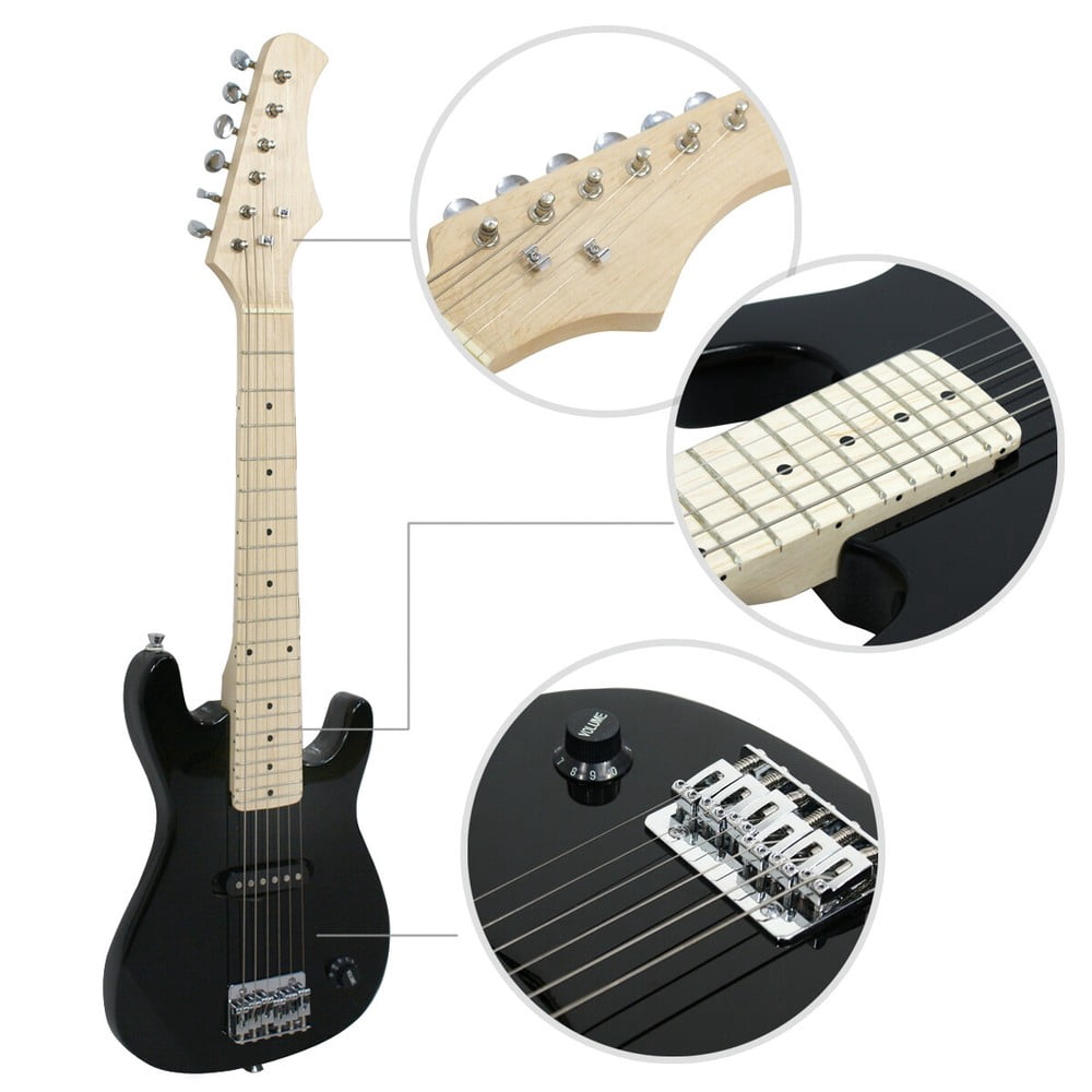 SONGMY Black 30" Kids Electric Guitar with 5w Amp, Complete Guitar Starter Kit with Gig Bag Strap Cable, Strings Picks