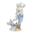 thumbnail image 1 of Capiz Blue Ombre Tail Nautical Mermaid With Conch Shell By Sea Coral Reef Statue, 1 of 4