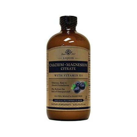 Solgar - Liquid Calcium Magnesium Citrate with Vitamin D3 - Natural Blueberry Flavor 16 oz Standard