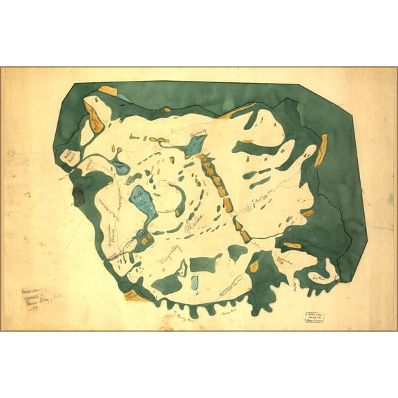 24"x36" Gallery Poster, Map of Nisqually Plains washington state 1850