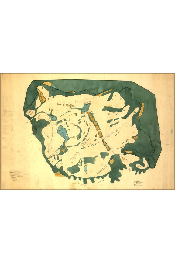 24"x36" Gallery Poster, Map of Nisqually Plains washington state 1850