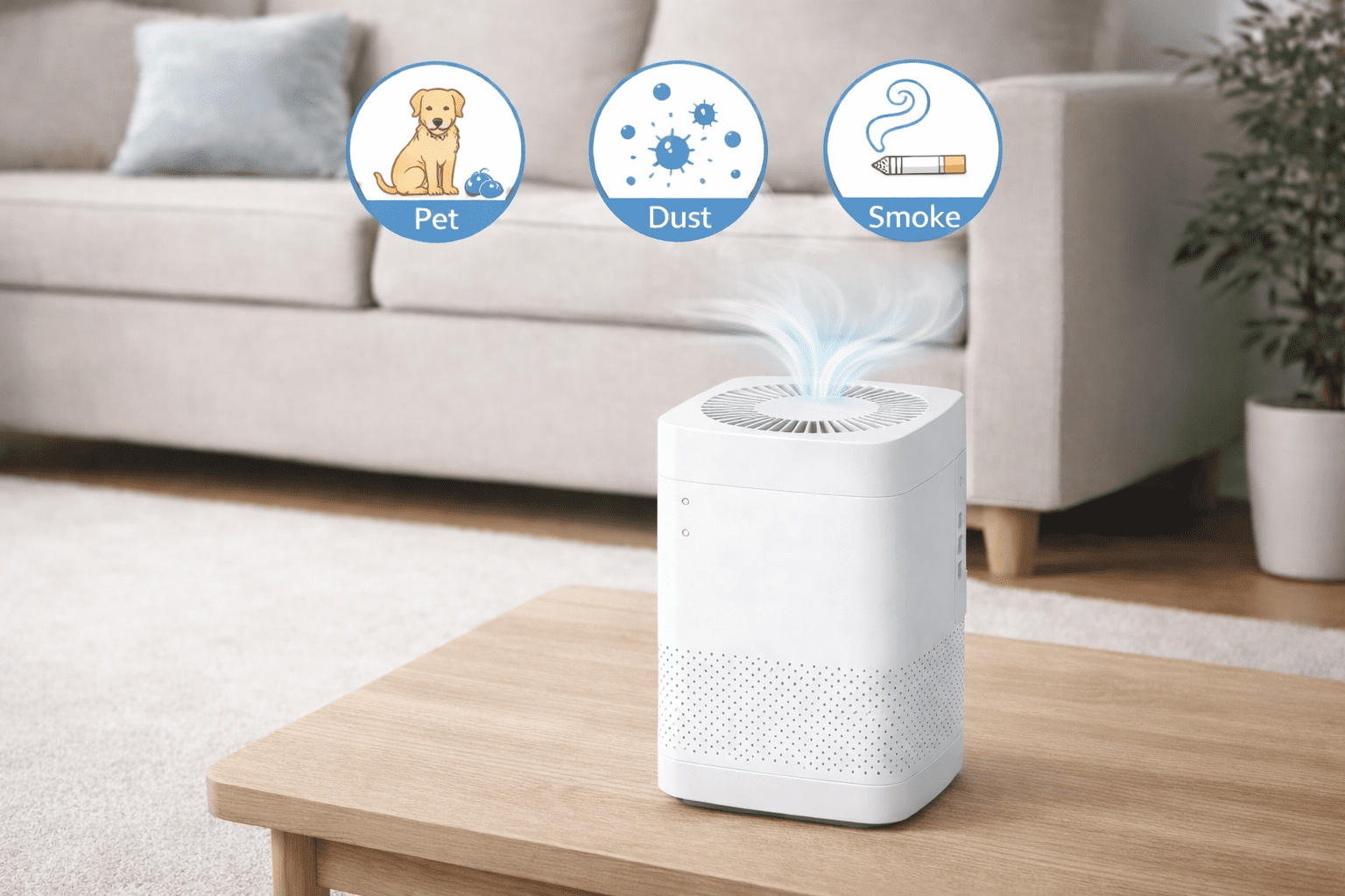 Airchoice Compact HEPA Air Purifier for Home, Quiet Air Cleaner for Bedroom & Living Room, 3 Fan Speeds, Removes Pet Dander, Dust & Smoke
