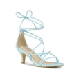 thumbnail image 1 of BLISSFUL STEP Sandales à Lacets à Brides à Talon Kitten pour Femmes pour la Rentrée Bleu Ciel 10, 1 of 7