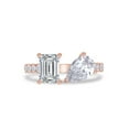 thumbnail image 2 of 2 1/2 Carat Emerald, Pear & Round Cut Lab Created Moissanite Adjustable Toi Et Moi Half-Eternity Engagement Ring For Women In 14K Rose Gold Over Sterling Silver(G-H Color, VVS1 Clarity, 2.50Cttw)-6, 2 of 8